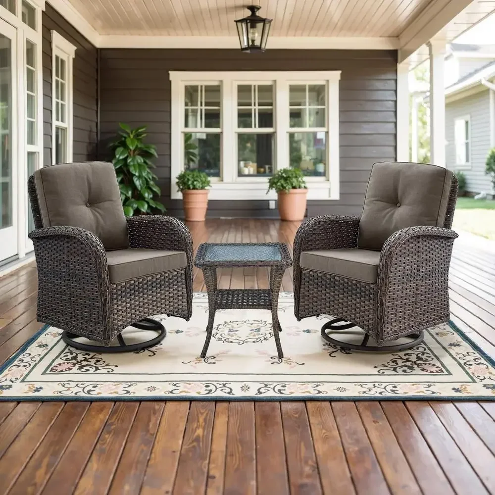 Set Kursi Goyang Putar Luar Ru - Outdoor Furniture Grey ulasan dan harga